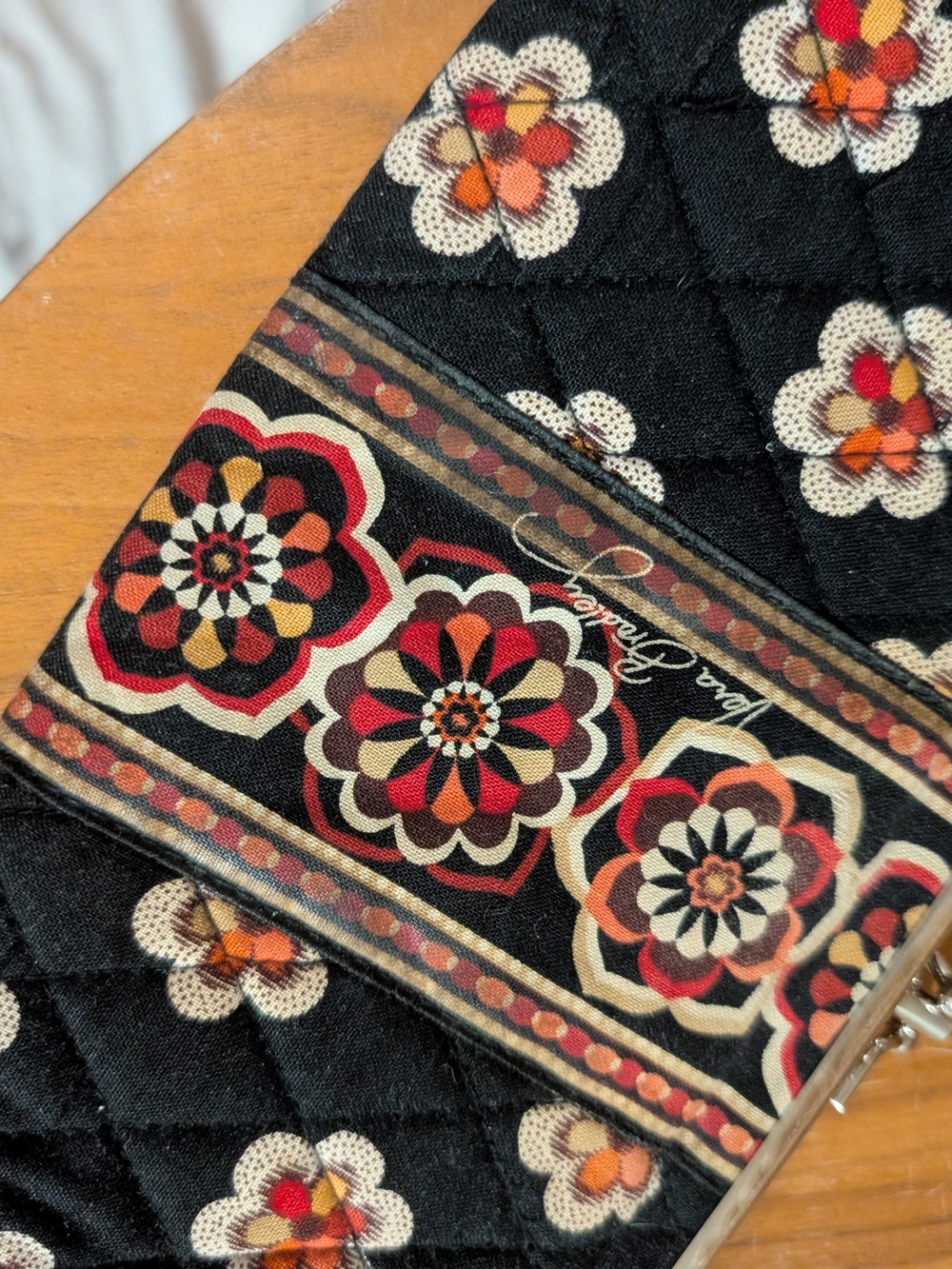Vera Bradley Black Quilted Floral Clasp Wallet - Picture 8 of 8